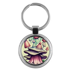 Antique Forest Mushrooms Key Chain (round) by GardenOfOphir