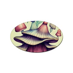 Antique Forest Mushrooms Sticker (oval)