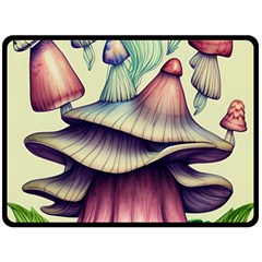 Antique Forest Mushrooms One Side Fleece Blanket (large) by GardenOfOphir