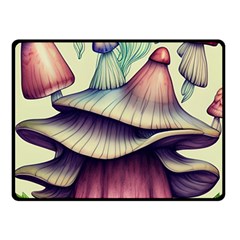 Antique Forest Mushrooms One Side Fleece Blanket (small) by GardenOfOphir