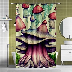 Antique Forest Mushrooms Shower Curtain 48  X 72  (small)  by GardenOfOphir