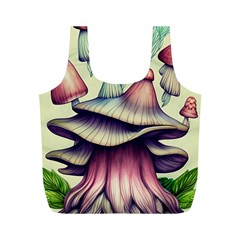 Antique Forest Mushrooms Full Print Recycle Bag (m) by GardenOfOphir