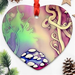 Tiny Forest Mushroom Fairy Ornament (heart) by GardenOfOphir