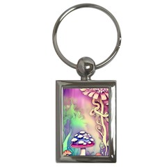 Tiny Forest Mushroom Fairy Key Chain (rectangle) by GardenOfOphir