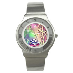 Tiny Forest Mushroom Fairy Stainless Steel Watch by GardenOfOphir