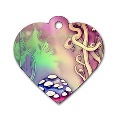 Tiny Forest Mushroom Fairy Dog Tag Heart (two Sides) by GardenOfOphir