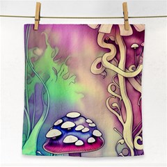 Tiny Forest Mushroom Fairy Face Towel by GardenOfOphir