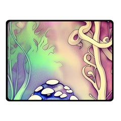 Tiny Forest Mushroom Fairy One Side Fleece Blanket (small) by GardenOfOphir