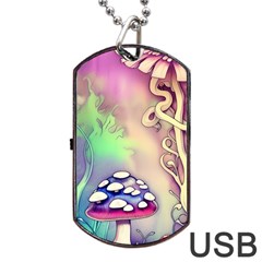 Tiny Forest Mushroom Fairy Dog Tag Usb Flash (one Side) by GardenOfOphir