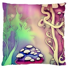 Tiny Forest Mushroom Fairy Large Premium Plush Fleece Cushion Case (one Side) by GardenOfOphir