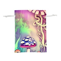 Tiny Forest Mushroom Fairy Lightweight Drawstring Pouch (l) by GardenOfOphir