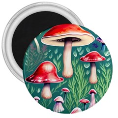 Forest Mushroom Fairy Garden 3  Magnets by GardenOfOphir