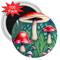 Forest Mushroom Fairy Garden 3  Magnets (100 Pack) by GardenOfOphir