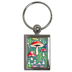 Forest Mushroom Fairy Garden Key Chain (rectangle) by GardenOfOphir