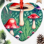 Forest Mushroom Fairy Garden Heart Ornament (Two Sides) Front