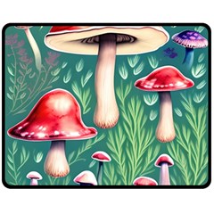 Forest Mushroom Fairy Garden One Side Fleece Blanket (medium) by GardenOfOphir