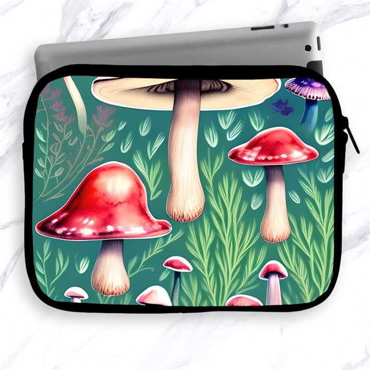 Forest Mushroom Fairy Garden Apple iPad 2/3/4 Zipper Cases