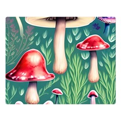 Forest Mushroom Fairy Garden Premium Plush Fleece Blanket (large) by GardenOfOphir