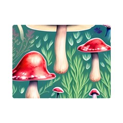 Forest Mushroom Fairy Garden One Side Premium Plush Fleece Blanket (mini) by GardenOfOphir