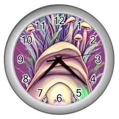 Forest Mushroom Fairy House Wall Clock (silver) by GardenOfOphir