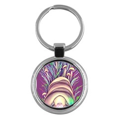 Forest Mushroom Fairy House Key Chain (round) by GardenOfOphir