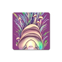 Forest Mushroom Fairy House Square Magnet by GardenOfOphir