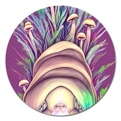 Forest Mushroom Fairy House Magnet 5  (round) by GardenOfOphir