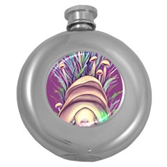 Forest Mushroom Fairy House Round Hip Flask (5 Oz) by GardenOfOphir