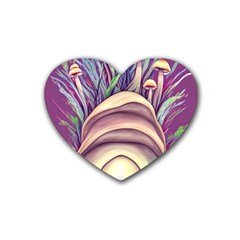 Forest Mushroom Fairy House Rubber Coaster (heart) by GardenOfOphir