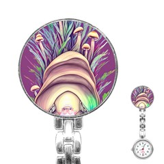 Forest Mushroom Fairy House Stainless Steel Nurses Watch by GardenOfOphir