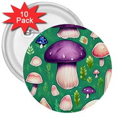 Forest Mushroom Garden Path 3  Buttons (10 Pack)  by GardenOfOphir