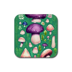 Forest Mushroom Garden Path Rubber Coaster (square) by GardenOfOphir