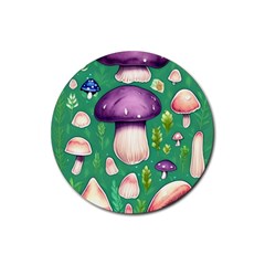 Forest Mushroom Garden Path Rubber Coaster (round) by GardenOfOphir