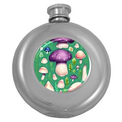 Forest Mushroom Garden Path Round Hip Flask (5 Oz) by GardenOfOphir