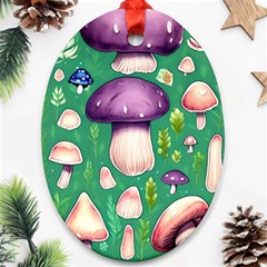 Forest Mushroom Garden Path Oval Ornament (two Sides) by GardenOfOphir