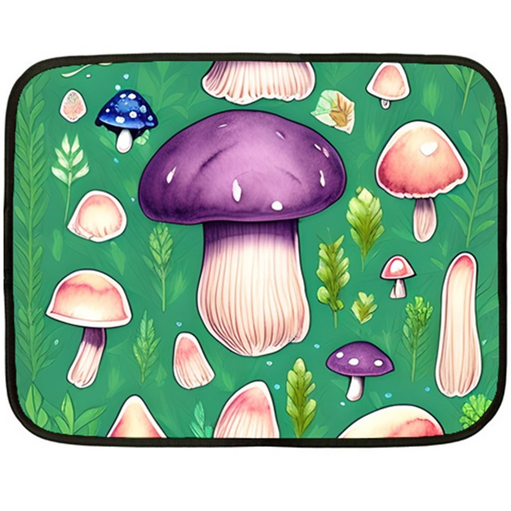 Forest Mushroom Garden Path One Side Fleece Blanket (Mini)