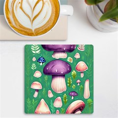 Forest Mushroom Garden Path Uv Print Square Tile Coaster  by GardenOfOphir