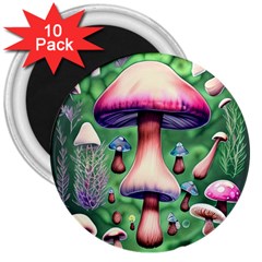 Secret Forest Mushroom Fairy 3  Magnets (10 Pack)  by GardenOfOphir