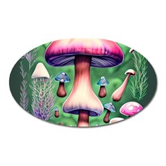 Secret Forest Mushroom Fairy Oval Magnet by GardenOfOphir