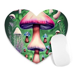 Secret Forest Mushroom Fairy Heart Mousepad by GardenOfOphir