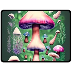 Secret Forest Mushroom Fairy One Side Fleece Blanket (large) by GardenOfOphir