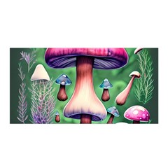 Secret Forest Mushroom Fairy Satin Wrap 35  X 70  by GardenOfOphir