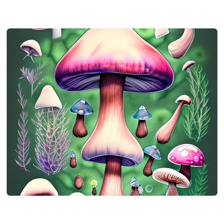 Secret Forest Mushroom Fairy One Side Premium Plush Fleece Blanket (Medium)