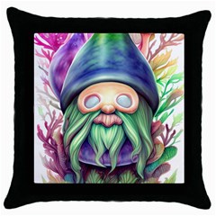 Enchanted Mushroom Forest Fairycore Throw Pillow Case (black) by GardenOfOphir