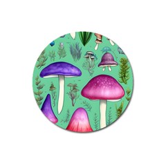 Foraging In The Mushroom Forest Magnet 3  (round) by GardenOfOphir