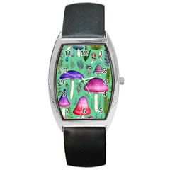 Foraging In The Mushroom Forest Barrel Style Metal Watch by GardenOfOphir