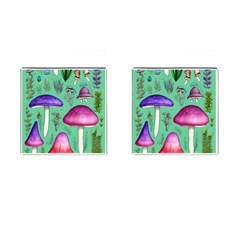 Foraging In The Mushroom Forest Cufflinks (square) by GardenOfOphir