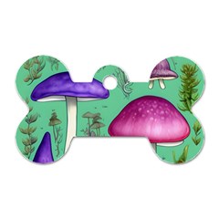 Foraging In The Mushroom Forest Dog Tag Bone (two Sides) by GardenOfOphir