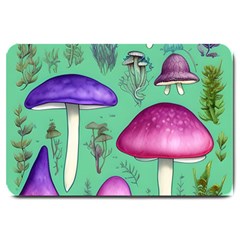 Foraging In The Mushroom Forest Large Doormat by GardenOfOphir