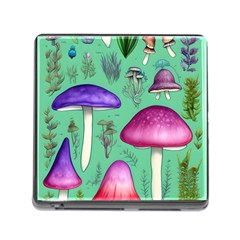 Foraging In The Mushroom Forest Memory Card Reader (square 5 Slot) by GardenOfOphir